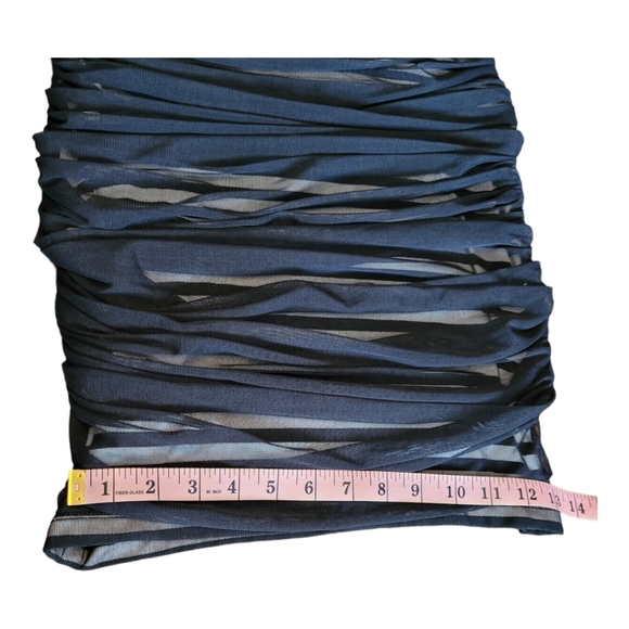 BCBGMaxAzria Dress Bodycon One-Shoulder Dress Black White Stripe Mesh Overlay XS - Picture 15 of 16